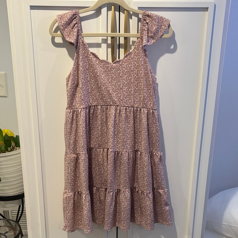 Monteau Pink Boho Floral Mini Dress